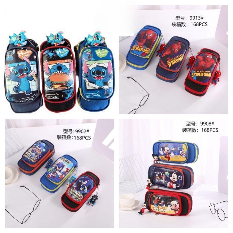 Cartuchera Infantil Stitch Superman Sonic y Mickey 9913