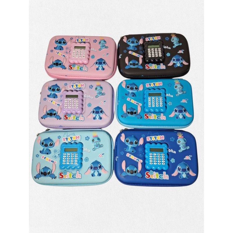 CARTUCHERA GRANDE STITCH  CON CALCULADORA (12.5 x 20 x 4)  6120