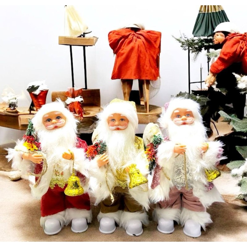 MUÑECO PAPÁ NOEL BAILARIN CON COSTAL FLORES Y CAMPANA 9205-21