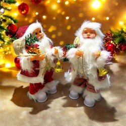 MUÑECO PAPÁ NOEL BAILARIN CON COSTAL FLORES Y CAMPANA 9205-21