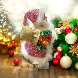 MUÑECO PAPÁ NOEL BAILARIN CON COSTAL FLORES Y CAMPANA 9205-21