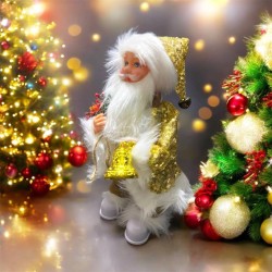 MUÑECO PAPÁ NOEL BAILARIN CON COSTAL FLORES Y CAMPANA 9205-21