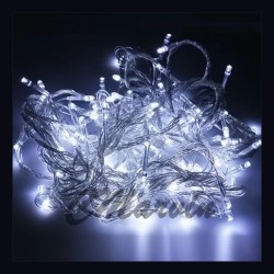 LUCES NAVIDEÑAS CABLE TRANSPARENTE LUZ BLANCA 30MT 300LED Y-046