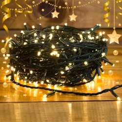 LUCES NAVIDEÑAS CABLE VERDE LUZ AMARILLA 30MT 300LED Y-057