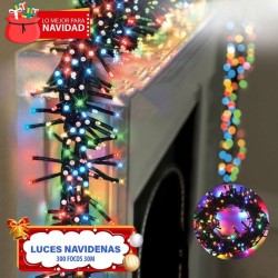 LUCES NAVIDEÑAS 300L 30mt CABLE VERDE LUZ MULTICOLOR Y-059