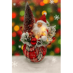 Papá Noel con luces de pie sobre costal navideño 35cm 3244