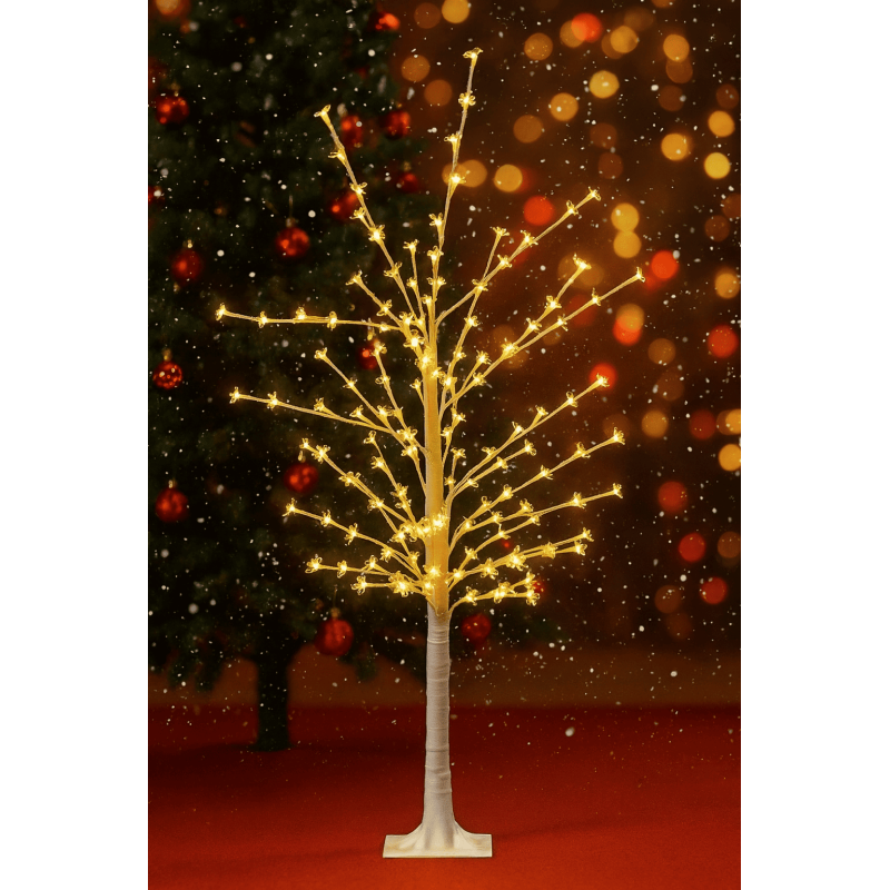 Arbol blanco hojas de flores luz amarilla 642-2