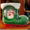 Adorno bota con muñecos de nieve encapsulados/ lampara musical 4087