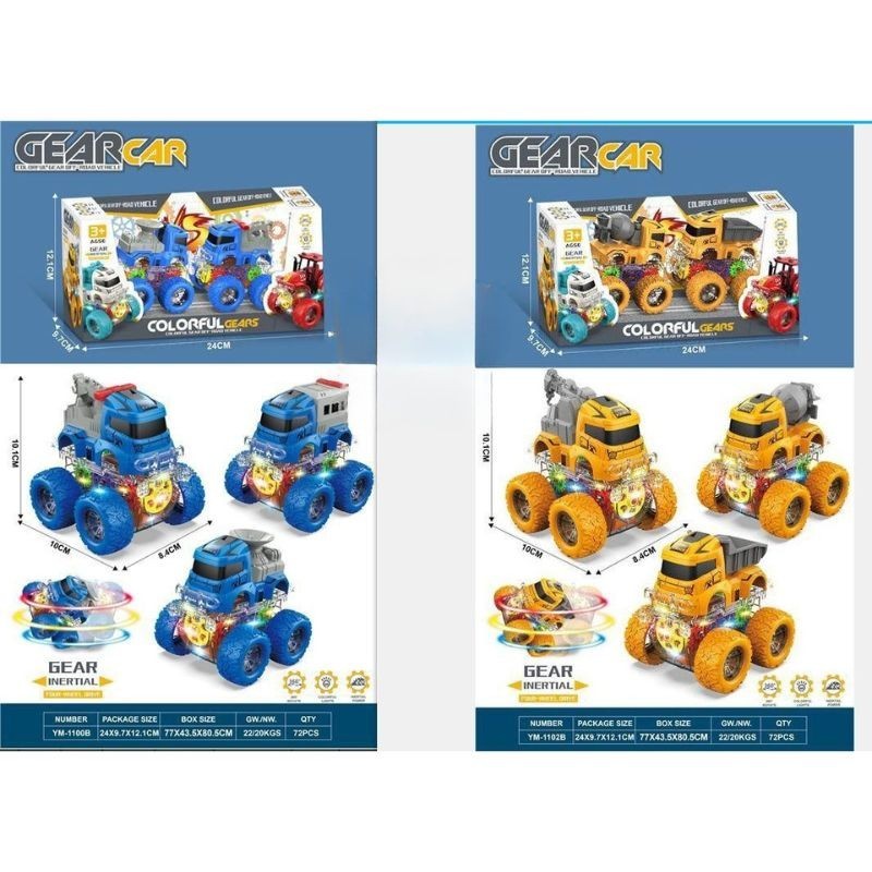 Set Duo carritos Monster con luces GH-62