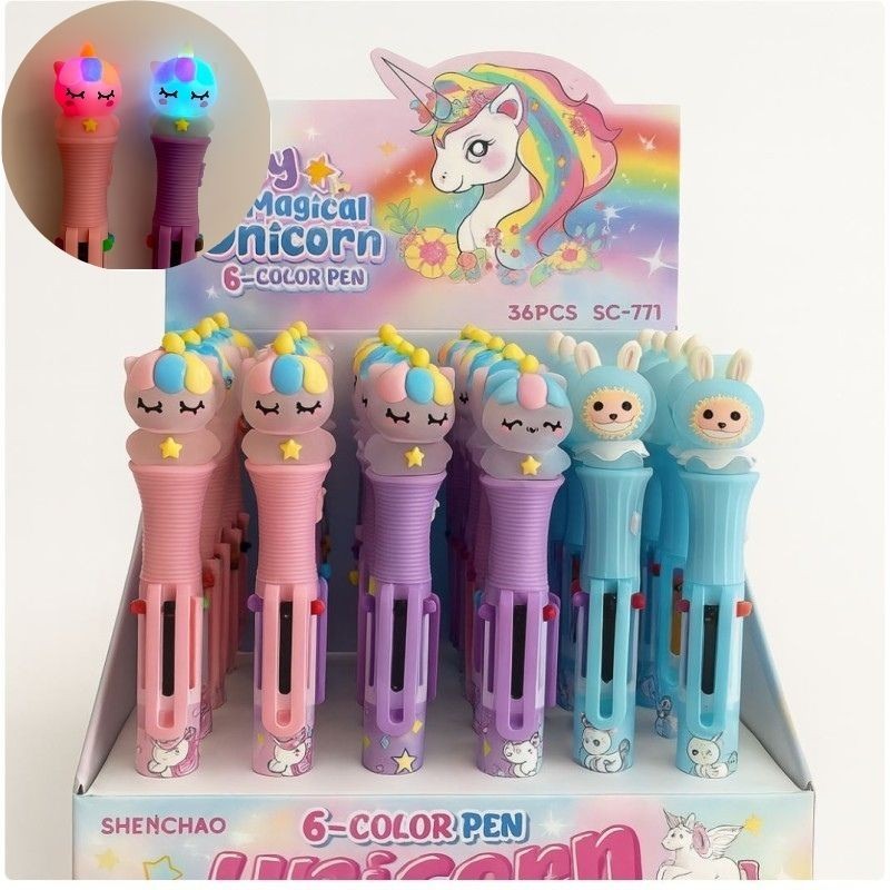 Esfero Unicornio y Labubu con Luces 6 Colores 1512