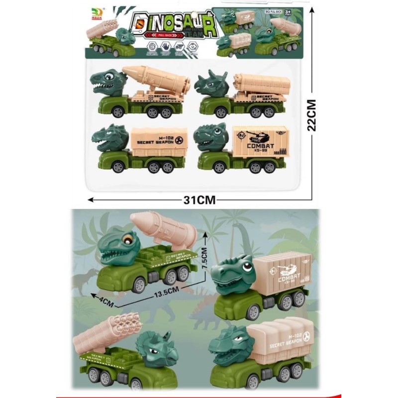 SET DE 4 CARRITOS DE DINOSAURIO D527