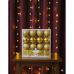 Set de adornos y bombillos navideños texturizados 6cm 16pcs 1530