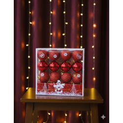 Set de adornos y bombillos navideños texturizados 6cm 16pcs 1530