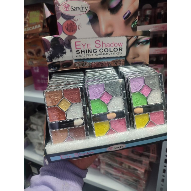 SOMBRA DE OJOS 10 TONOS SANDRY + BROCHA 2 TONOS DE PALETA SURTIDAS HMAQ0002-11