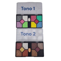 SOMBRA DE OJOS 10 TONOS SANDRY + BROCHA 2 TONOS DE PALETA SURTIDAS HMAQ0002-11