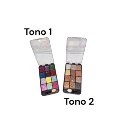 SOMBRA DE OJOS 12 TONOS SANDRY + BROCHA 2 TONOS DE PALETA SURTIDAS HMAQ0002-2