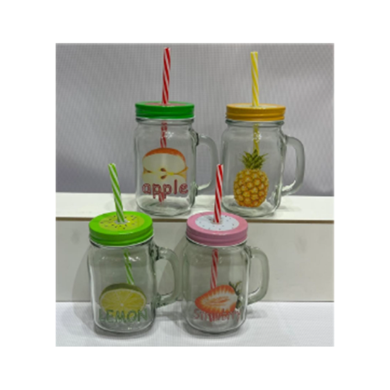 VASO DE VIDRIO CON SORBETE Y TAPA DISEÑO FRUTAS DY590