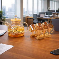 SET TETERA DE VIDRIO MAS 6 JUEGOS DE VASOS JD3838