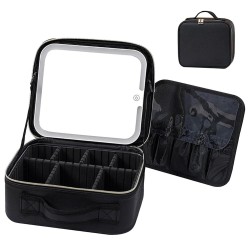 Cosmetiquera con espejo y luz Led 24X26.5X10cm