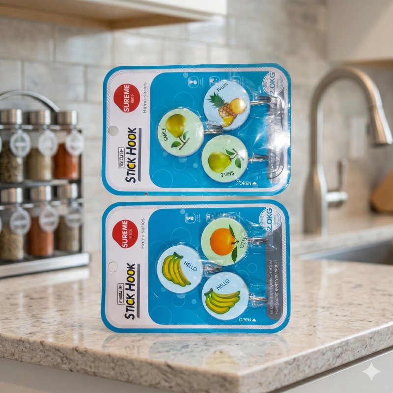 Set de 3 Ganchos adhesivos Diseño Fruta 940