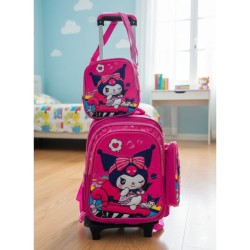 Mochila Escolar 3pcs con Rueda de Niñas 899