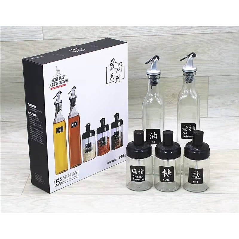 Set de Aceiteros y Condimenteros 5pcs LD-769