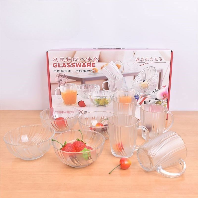 Set de 8 pcs de Cevichera y Vasos de Vidrio 5209