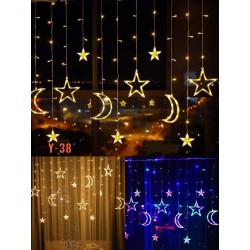 Guirnalda de Luces Lunas y Estrellas Amarillo y Multicolor JAHD2079