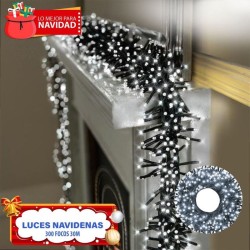 LUCES NAVIDEÑAS CABLE VERDE LUZ BLANCA 300 FOCOS 30MT Y-058