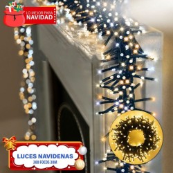LUCES NAVIDEÑAS CABLE VERDE LUZ AMARILLA 30MT 300LED Y-057