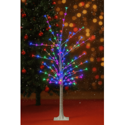 Arbol blanco hojas de flores luz multicolor 642-3