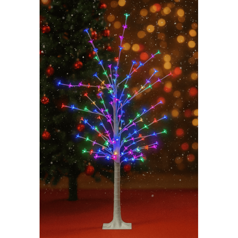 Arbol blanco hojas de flores luz multicolor 642-3