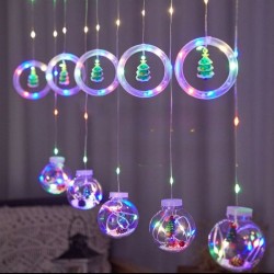 Luces Navideñas cortina Led de Esferas y circulos luz multicolor 4046-2