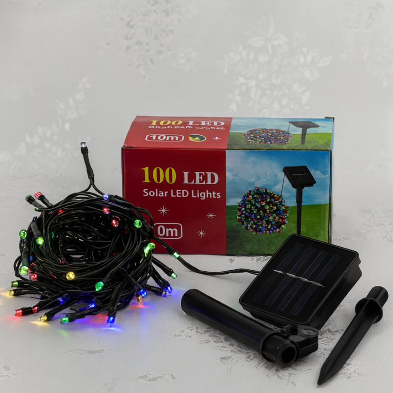 Luz led multicolor carga solar 100LED 10m 3075-3