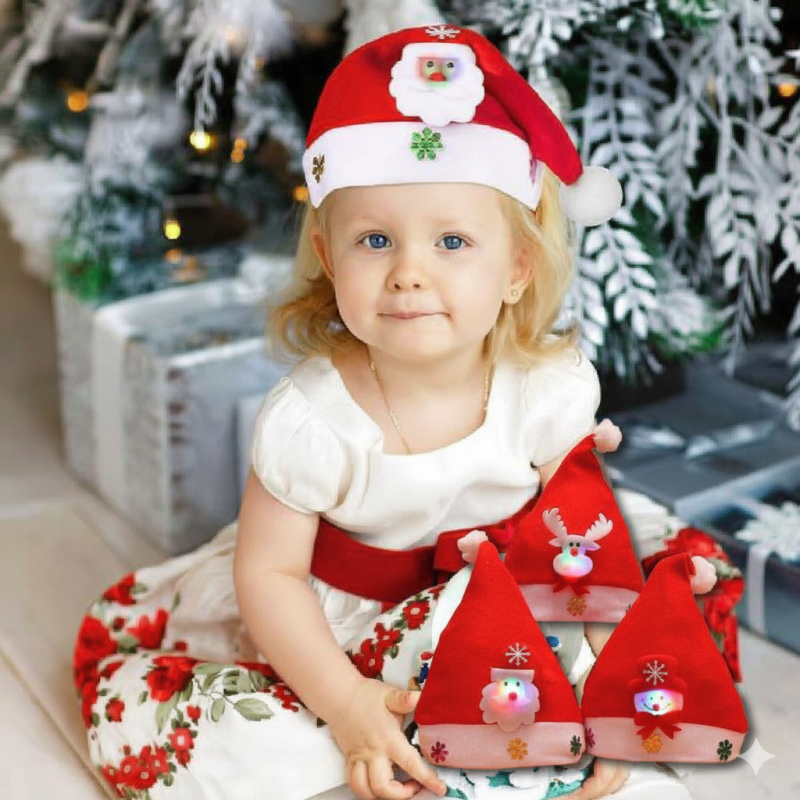 Gorros Navideños Infantiles con Luces FG-1307