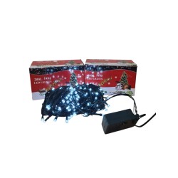 Luces navideñas 200L 14 mt luz blanca, cable verde 4042-1