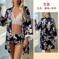 Pijama de Mujer con Encaje Floral 3pcs FG-1417