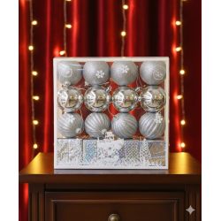 Set de adornos y bombillos navideños texturizados 6cm 16pcs 1530