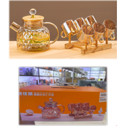 SET TETERA DE VIDRIO MAS 6 JUEGOS DE VASOS JD3838